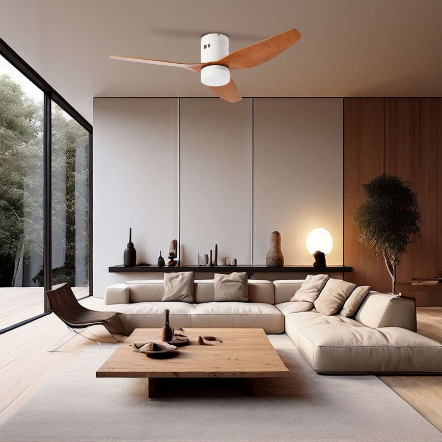 ZEVENTI - Светодиодный потолочный вентилятор PADUA LED/18W/230V 3000-6000K Wi-Fi Tuya белый/коричневый + дистанционное управление