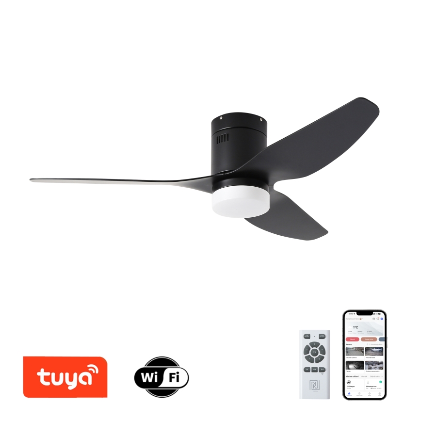 ZEVENTI - Светодиодный потолочный вентилятор с регулированием яркости PADUA LED/18W/230V 3000-6000K Wi-Fi Tuya черный + дистанционное управление