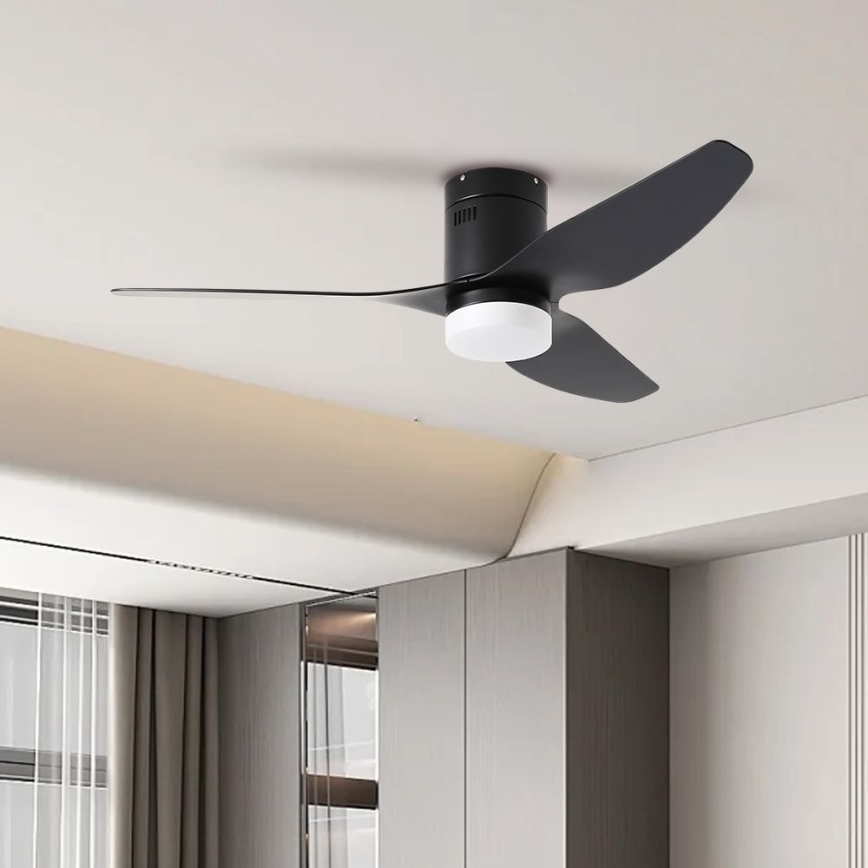 ZEVENTI - Светодиодный потолочный вентилятор с регулированием яркости PADUA LED/18W/230V 3000-6000K Wi-Fi Tuya черный + дистанционное управление