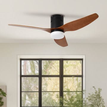 ZEVENTI - Светодиодный потолочный вентилятор с регулированием яркости PADUA LED/18W/230V 3000-6000K Wi-Fi Tuya черный/коричневый + дистанционное управление