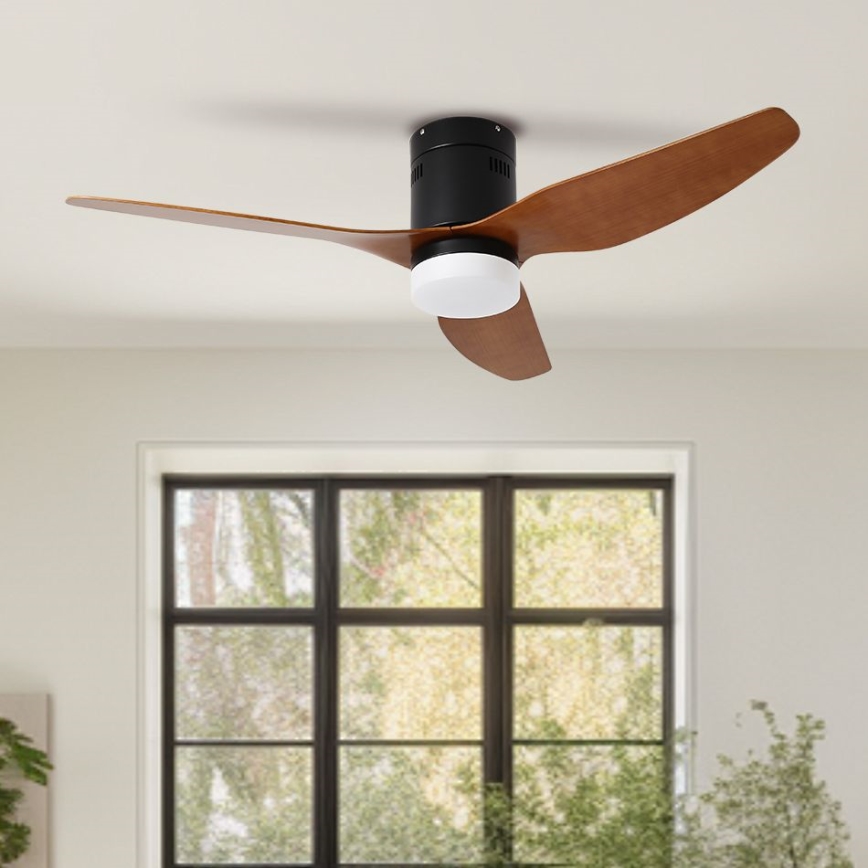 ZEVENTI - Светодиодный потолочный вентилятор с регулированием яркости PADUA LED/18W/230V 3000-6000K Wi-Fi Tuya черный/коричневый + дистанционное управление