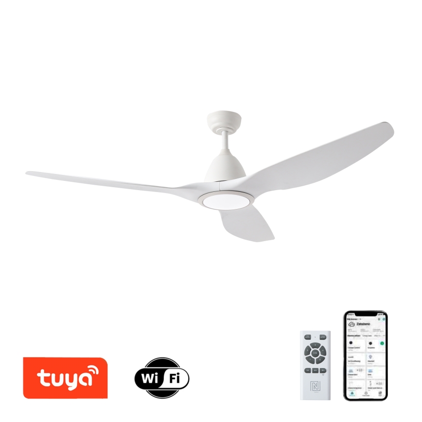 ZEVENTI - Светодиодный потолочный вентилятор с регулированием яркости URBINO LED/20W/230V 3000-6000K Wi-Fi Tuya белый + дистанционное управление