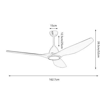 ZEVENTI - Светодиодный потолочный вентилятор с регулированием яркости URBINO LED/20W/230V 3000-6000K Wi-Fi Tuya белый + дистанционное управление