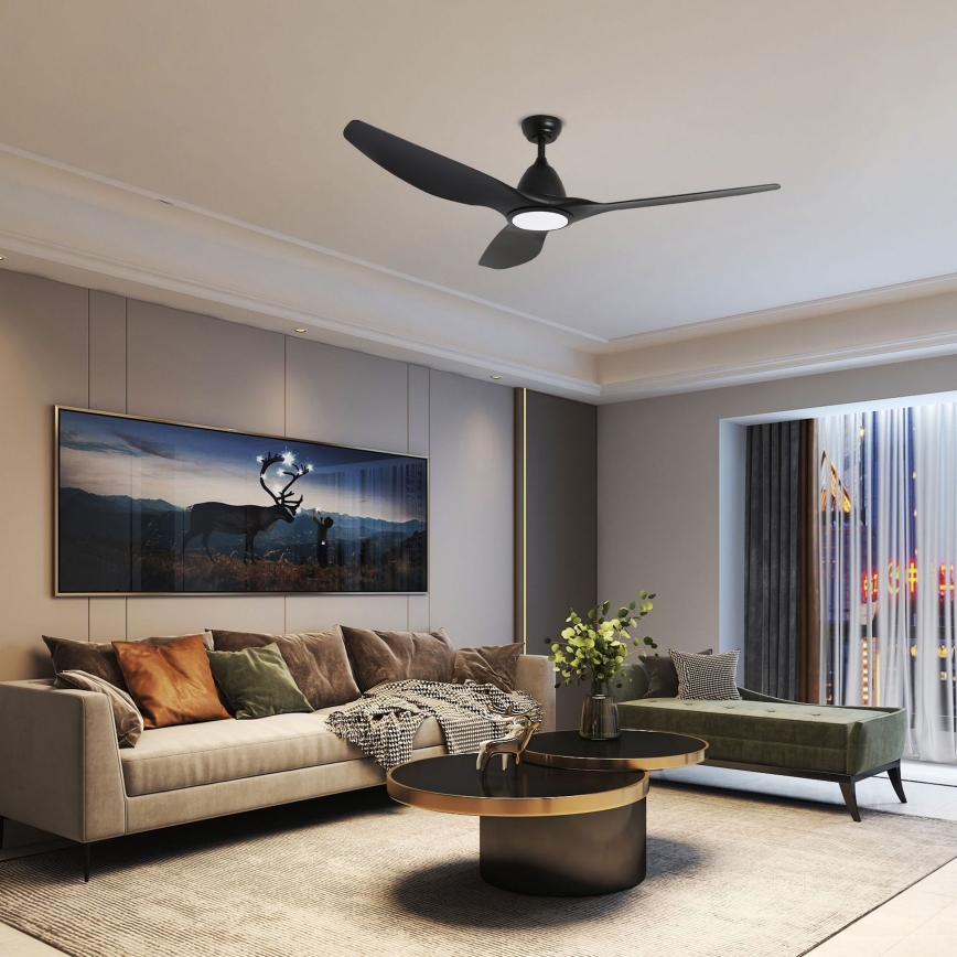 ZEVENTI - Светодиодный потолочный вентилятор URBINO LED/20W/230V 3000-6000K Wi-Fi Tuya черный + дистанционное управление