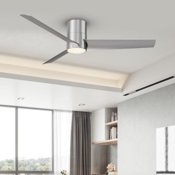 ZEVENTI - Світлодіодний стельовий вентилятор BARROSA LED/18W/230V 3000/4000/6000K Wi-Fi Tuya матовий хром + пульт дистанційного керування