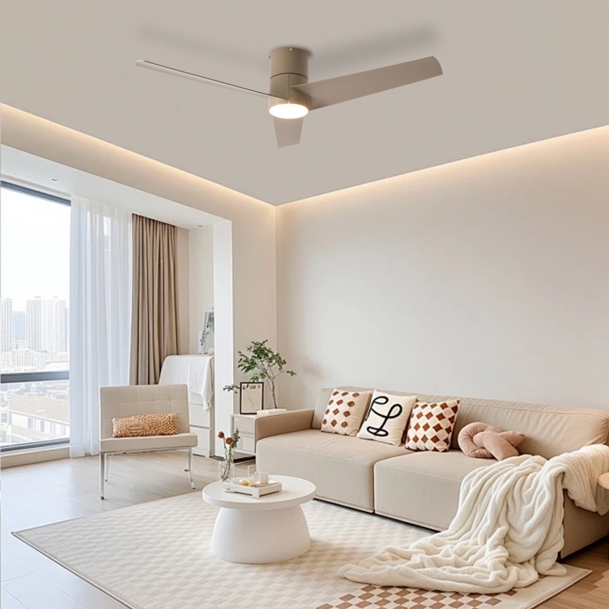 ZEVENTI - LED стельовий вентилятор BARROSA LED/18W/230V 3000/4000/6000K Wi-Fi Tuya бежевий + пульт дистанційного керування
