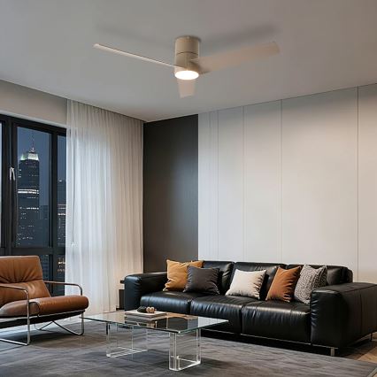 ZEVENTI - LED стельовий вентилятор BARROSA LED/18W/230V 3000/4000/6000K Wi-Fi Tuya бежевий + пульт дистанційного керування
