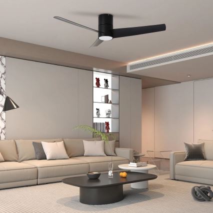 ZEVENTI - Світлодіодний стельовий вентилятор BARROSA LED/18W/230V 3000/4000/6000K Wi-Fi Tuya чорний + пульт дистанційного керування