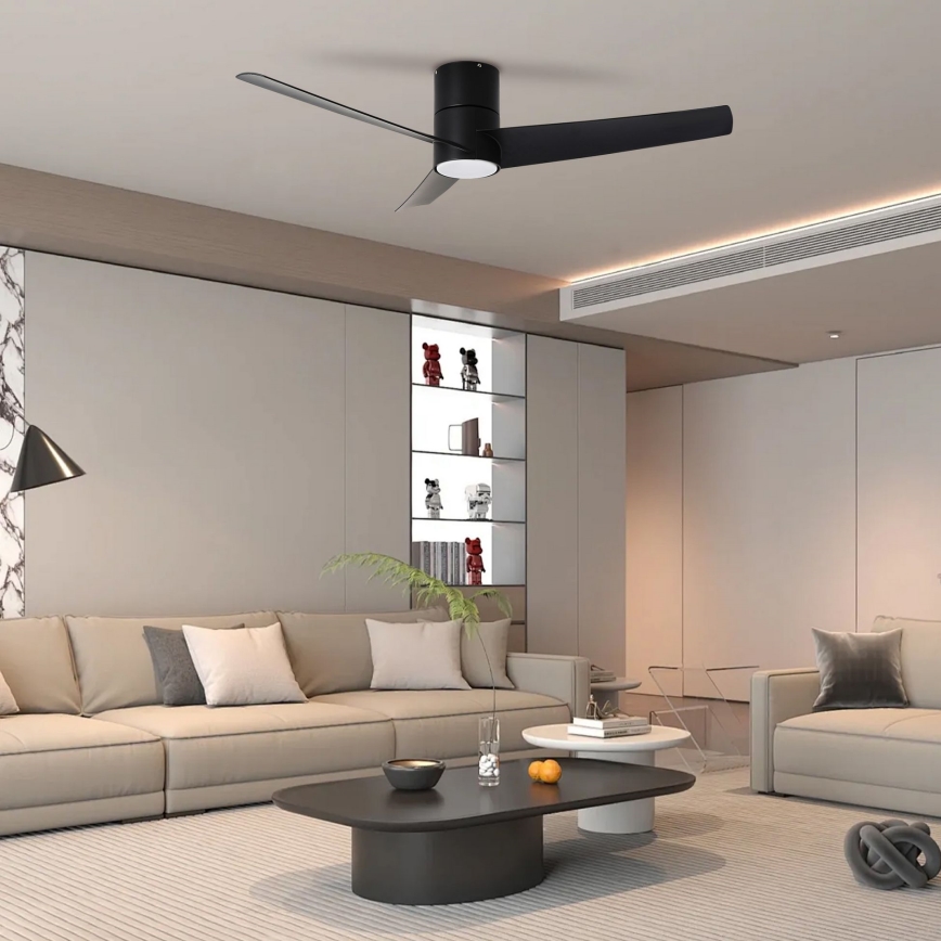 ZEVENTI - Світлодіодний стельовий вентилятор BARROSA LED/18W/230V 3000/4000/6000K Wi-Fi Tuya чорний + пульт дистанційного керування