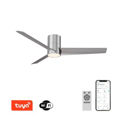 ZEVENTI - Світлодіодний стельовий вентилятор BARROSA LED/18W/230V 3000/4000/6000K Wi-Fi Tuya матовий хром + пульт дистанційного керування