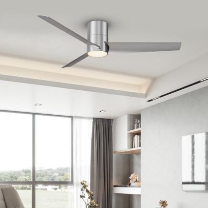 ZEVENTI - Світлодіодний стельовий вентилятор BARROSA LED/18W/230V 3000/4000/6000K Wi-Fi Tuya матовий хром + пульт дистанційного керування