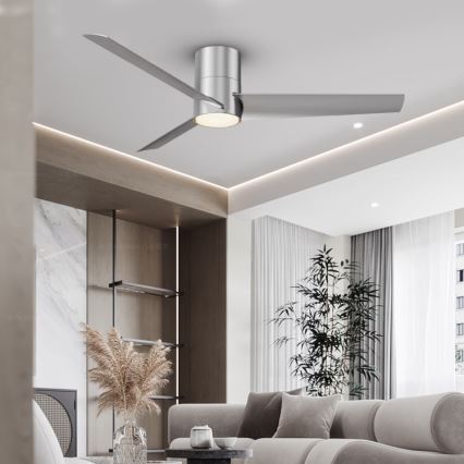 ZEVENTI - Світлодіодний стельовий вентилятор BARROSA LED/18W/230V 3000/4000/6000K Wi-Fi Tuya матовий хром + пульт дистанційного керування