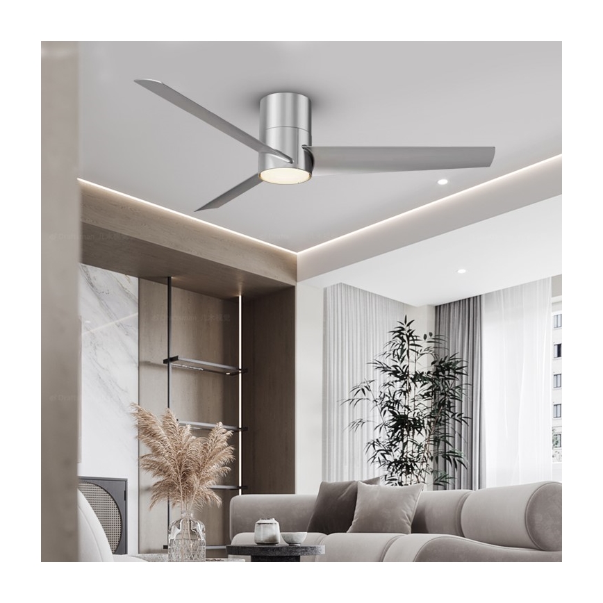 ZEVENTI - Світлодіодний стельовий вентилятор BARROSA LED/18W/230V 3000/4000/6000K Wi-Fi Tuya матовий хром + пульт дистанційного керування
