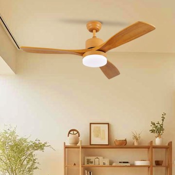 ZEVENTI - Світлодіодний стельовий вентилятор MARE LED/24W/230V 3000-6000K Wi-Fi Tuya дуб + пульт дистанційного керування