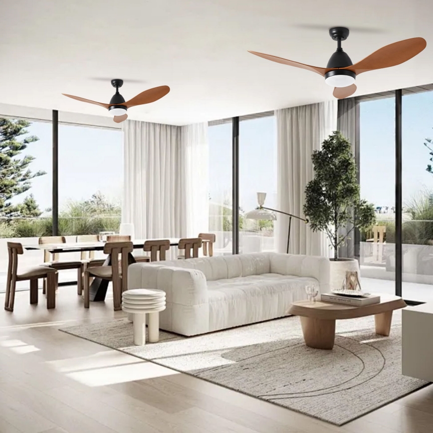ZEVENTI - Світлодіодний стельовий вентилятор MURO LED/18W/230V 3000-6000K Wi-Fi Tuya чорний + дистанційне керування