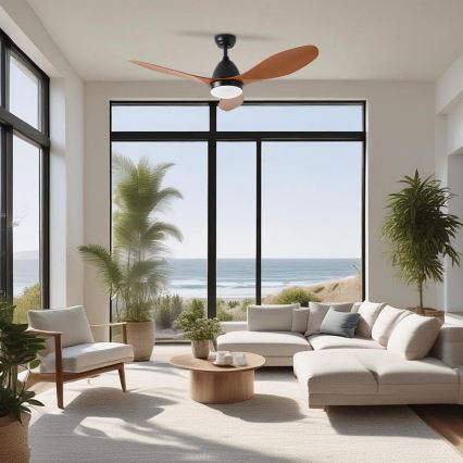 ZEVENTI - LED стельовий вентилятор MURO LED/18W/230V 3000/4000/6000K Wi-Fi Tuya чорний + дистанційне керування