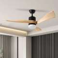 ZEVENTI - Світлодіодний стельовий вентилятор NATURITO LED/18W/230V 3000-6000K Wi-Fi Tuya чорний/дуб + пульт дистанційного керування