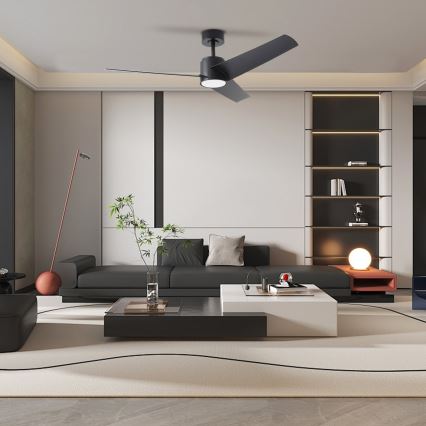 ZEVENTI - Світлодіодний стельовий вентилятор ORVIETO LED/18W/230V 3000-6000K Wi-Fi Tuya чорний + дистанційне керування