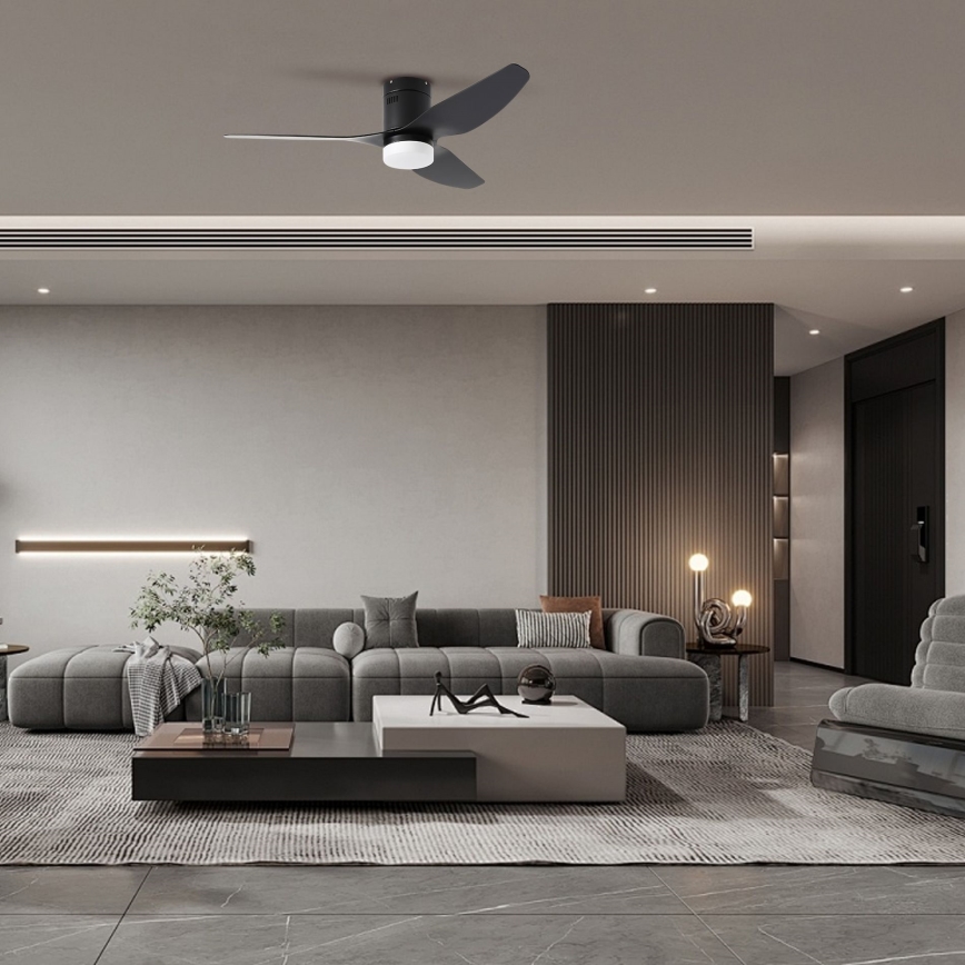 ЗЕВЕНТІ - світлодіодний стельовий вентилятор ПАДУА LED/18W/230V 3000/4000/6000K Wi-Fi Tuya чорний + пульт дистанційного керування