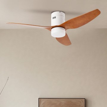 ZEVENTI - Світлодіодний стельовий вентилятор PADUA LED/18W/230V 3000-6000K Wi-Fi Tuya білий/коричневий + пульт дистанційного керування