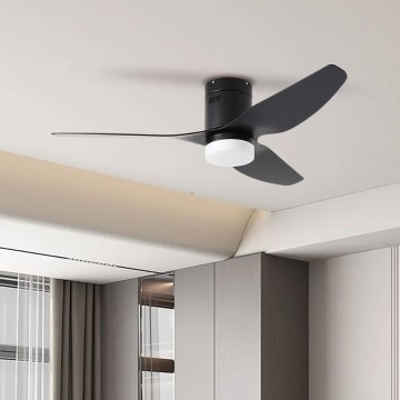 ZEVENTI - Світлодіодний стельовий вентилятор PADUA LED/18W/230V 3000-6000K Wi-Fi Tuya чорний + пульт дистанційного керування