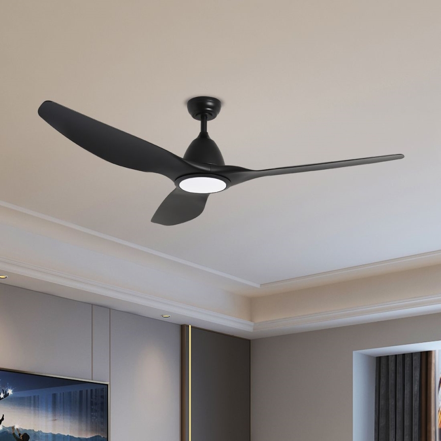 ZEVENTI - Світлодіодний стельовий вентилятор з регулюванням яскравості URBINO LED/20W/230V 3000-6000K Wi-Fi Tuya чорний + пульт дистанційного керування
