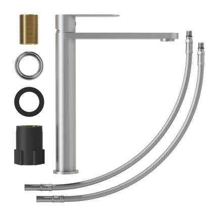 Змішувач для умивальника TARNBY 27,3 см, шліфована нержавіюча сталь