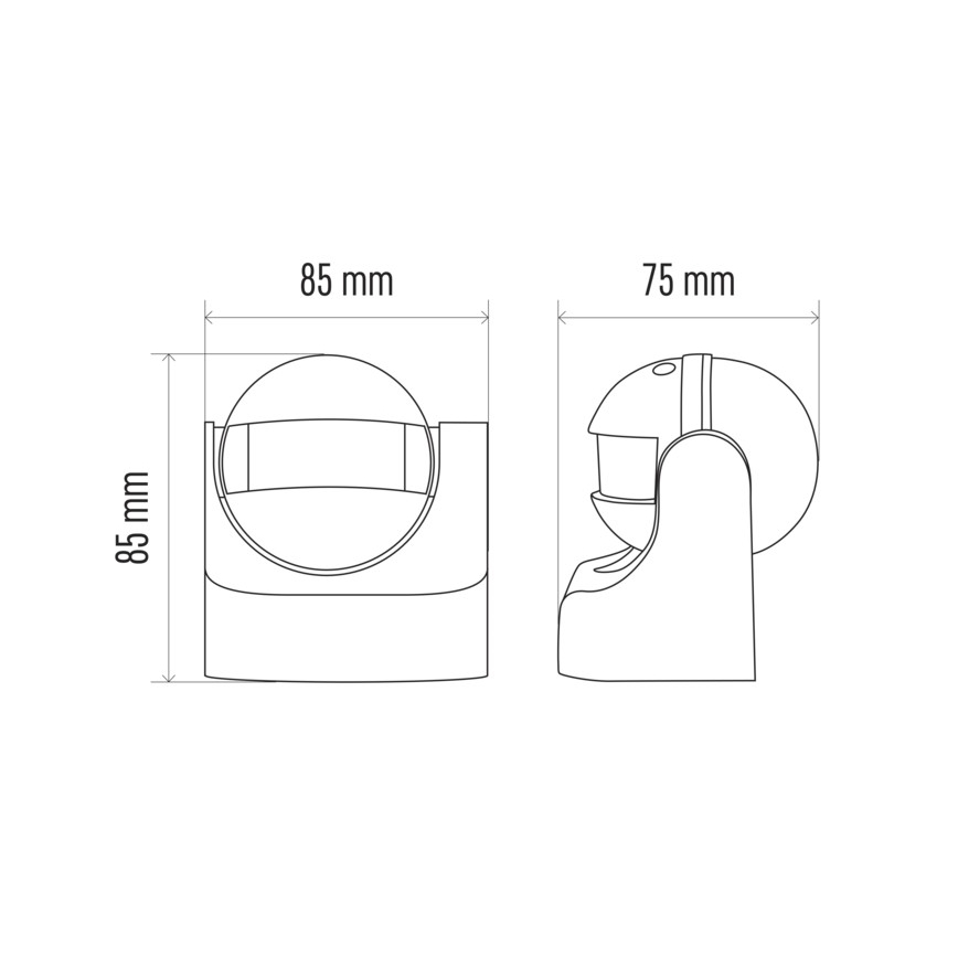 Зовнішній датчик руху PIR B 180° 1200W/230V IP44 чорний