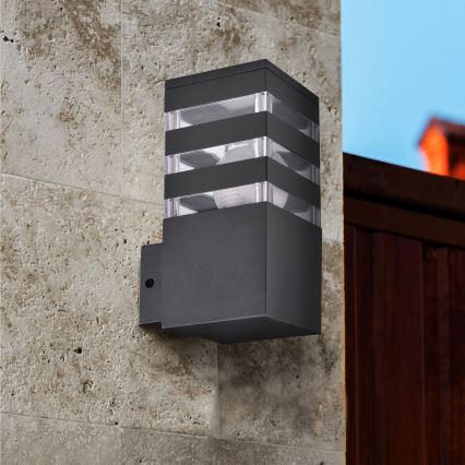 LED RGBW затемнюваний зовнішній настінний світильник TEKSAS 1xE27/12W/230V 2700-6500K Wi-Fi IP44 антрацит