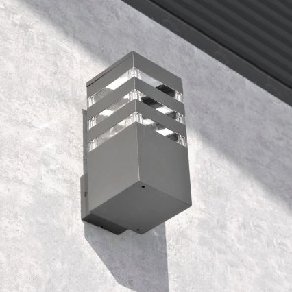 LED RGBW затемнюваний зовнішній настінний світильник TEKSAS 1xE27/12W/230V 2700-6500K Wi-Fi IP44 антрацит