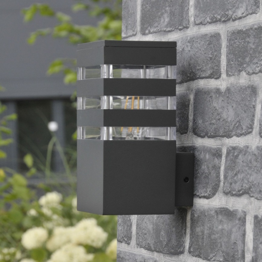 LED RGBW затемнюваний зовнішній настінний світильник TEKSAS 1xE27/12W/230V 2700-6500K Wi-Fi IP44 антрацит