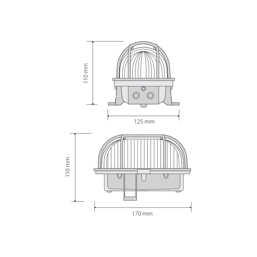 Зовнішній стельовий світильник OVAL 1xE27/60W/230V сірий IP44