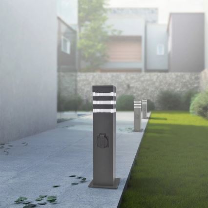 Зовнішній світильник зі розеткою TEKSAS 1xE27/20W/230V 44 cm IP44 антрацит