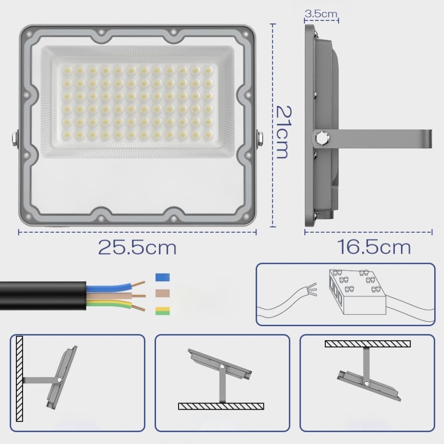 Зовнішній світлодіодний прожектор LED/100W/230V 4500K IP65 сірий