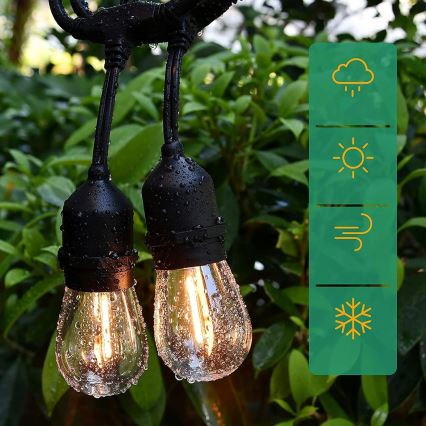 Зовнішня декоративна LED гірлянда 30xE27/1W/230V 16,44 m IP44 чорна