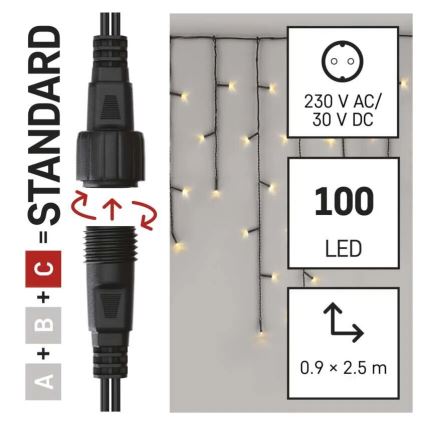 Зовнішня LED гірлянда 100xLED/2,5x0,9m IP44 теплий білий