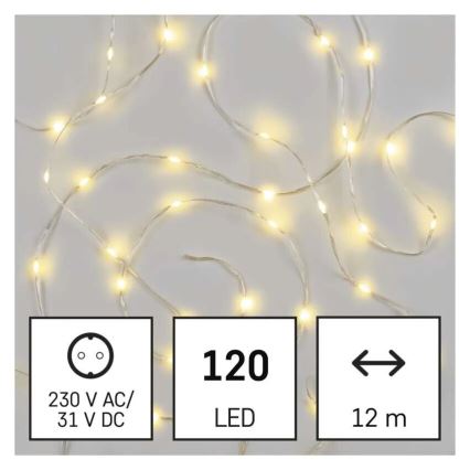Зовнішня LED-гірлянда, 120 LED / 17 м, IP44, теплий білий