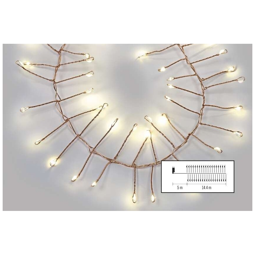 Zовнішня LED гірлянда 1440xLED/8 функцій, 14,4 м, IP44, теплий білий