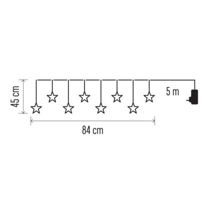 Зовнішня LED-гірлянда 8xLED/5,84m IP44 у вигляді зірок