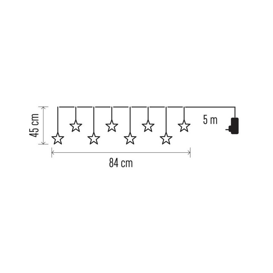 Зовнішня LED-гірлянда 8xLED/5,84m IP44 у вигляді зірок