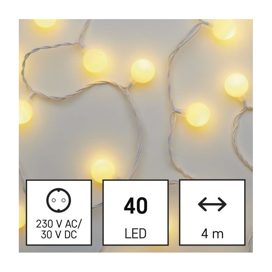Зовнішня світлодіодна гірлянда 40xLED/9m IP44, тепле біле світло