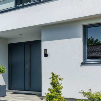 Зовнішній настінний світильник з датчиком руху HARLEM 1xE27/60W/230V IP44 чорний