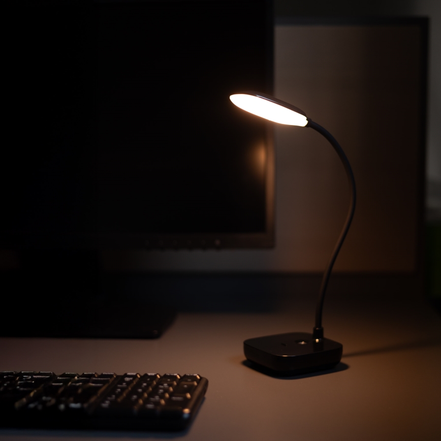 Zuma Line - Светодиодная аккумуляторная настольная лампа LED/7W/1200 mAh 3000/4500/6000K черный