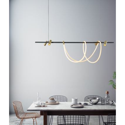 Zuma Line - Світлодіодна підвісна люстра з регулюванням яскравості LED/60W + LED/7,5W/230V 2700-6000K чорний/золотий + пульт дистанційного керування