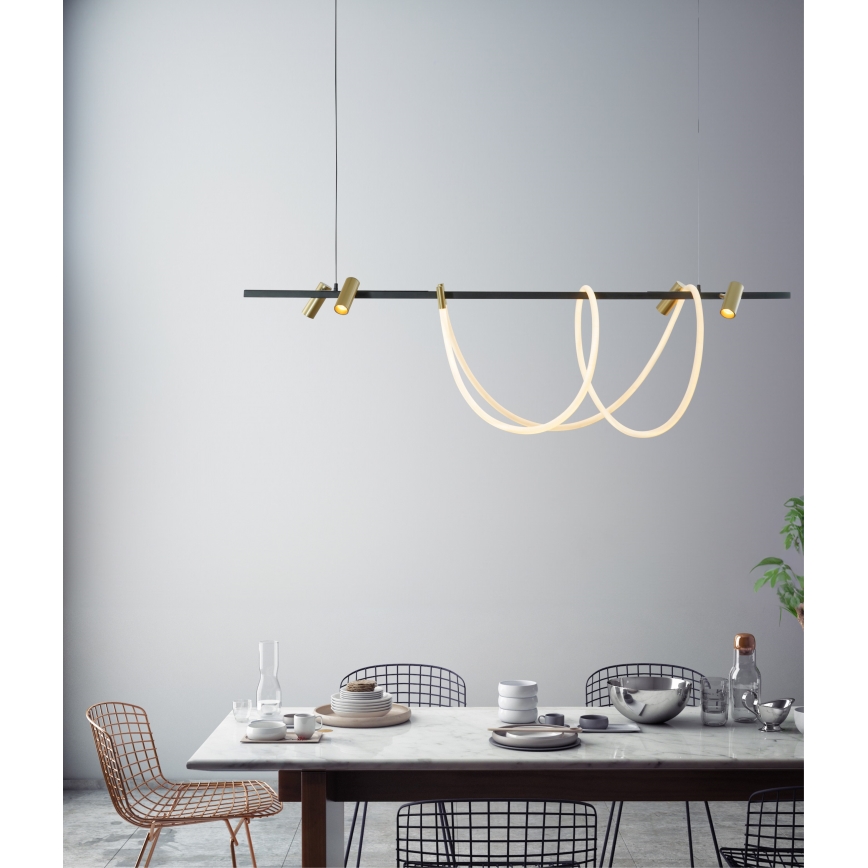 Zuma Line - Світлодіодна підвісна люстра з регулюванням яскравості LED/60W + LED/7,5W/230V 2700-6000K чорний/золотий + пульт дистанційного керування