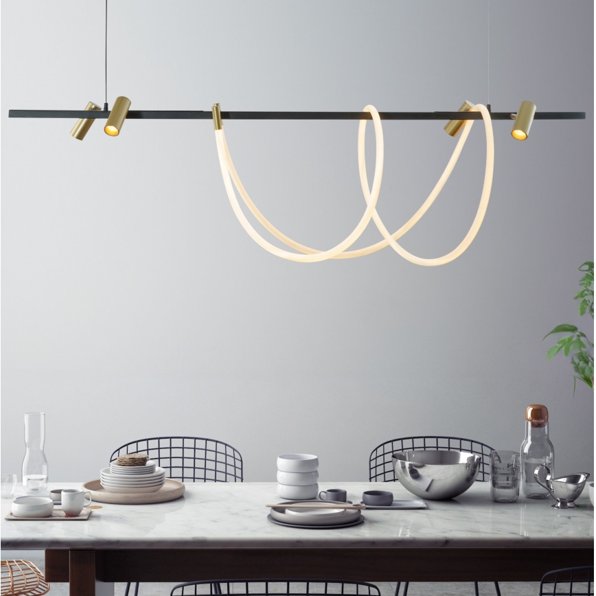 Zuma Line - Світлодіодна підвісна люстра з регулюванням яскравості LED/60W + LED/7,5W/230V 2700-6000K чорний/золотий + пульт дистанційного керування