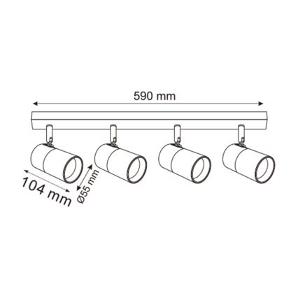 Zuma Line - Точковий світильник 4xGU10/50W/230V чорний/золотий