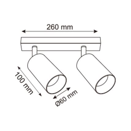 Zuma Line - Точковий світильник 2xGU10/50W/230V чорний/сірий
