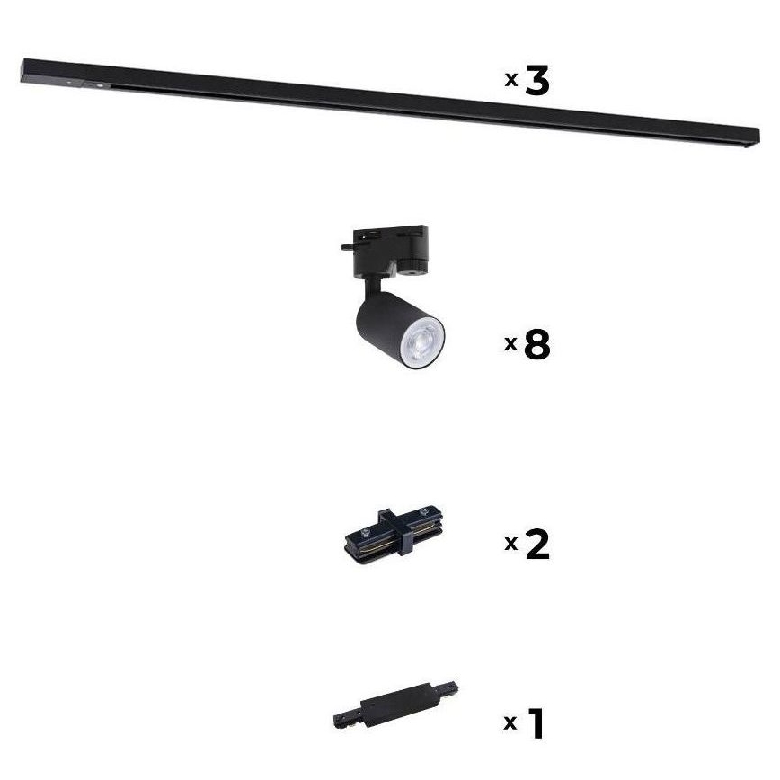 Zuma Line - Точковий світильник для трекової системи 8xGU10/10W/230V чорний + трекові аксесуари