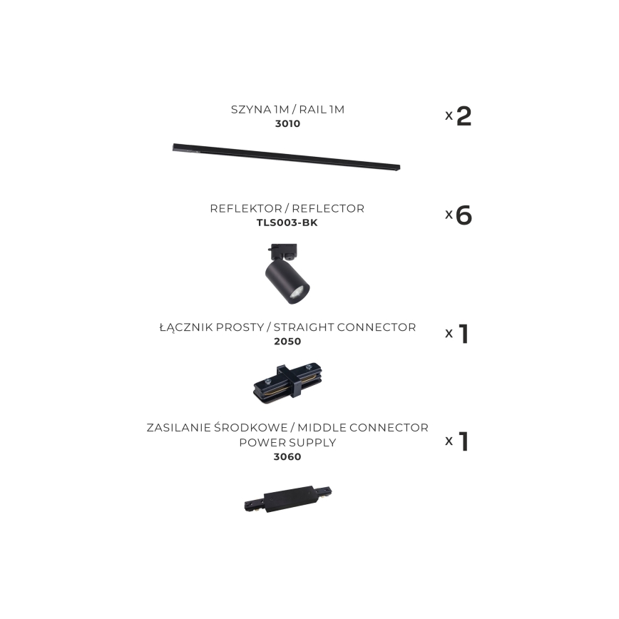Zuma Line - Точечный светильник для трековой системы 6xGU10/35W/230V черный